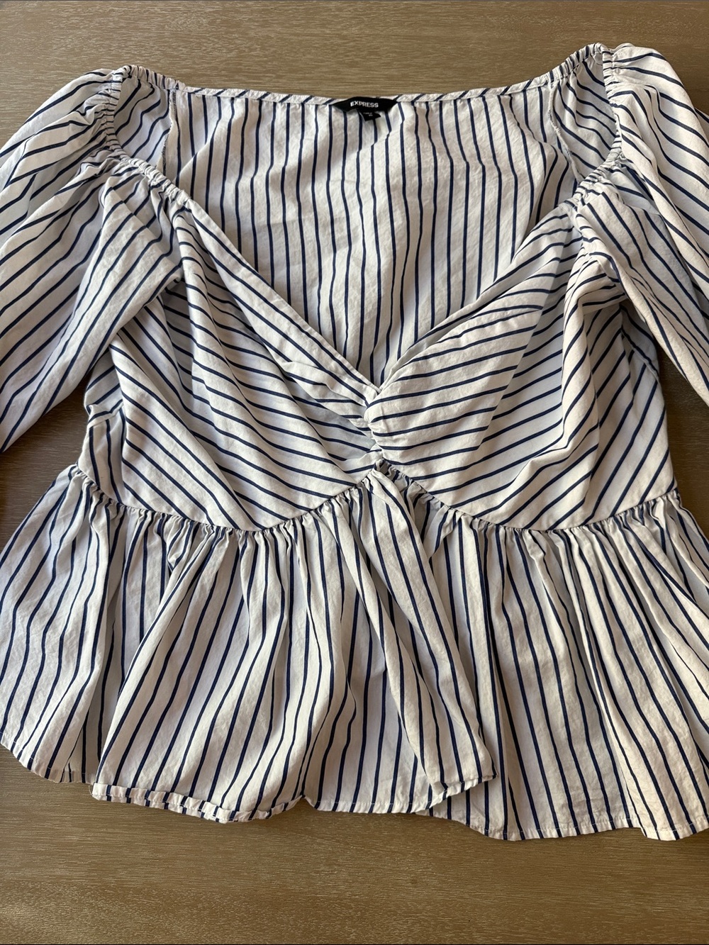 EXPRESS Striped Peplum Blouse | XL - Picture 3 of 7